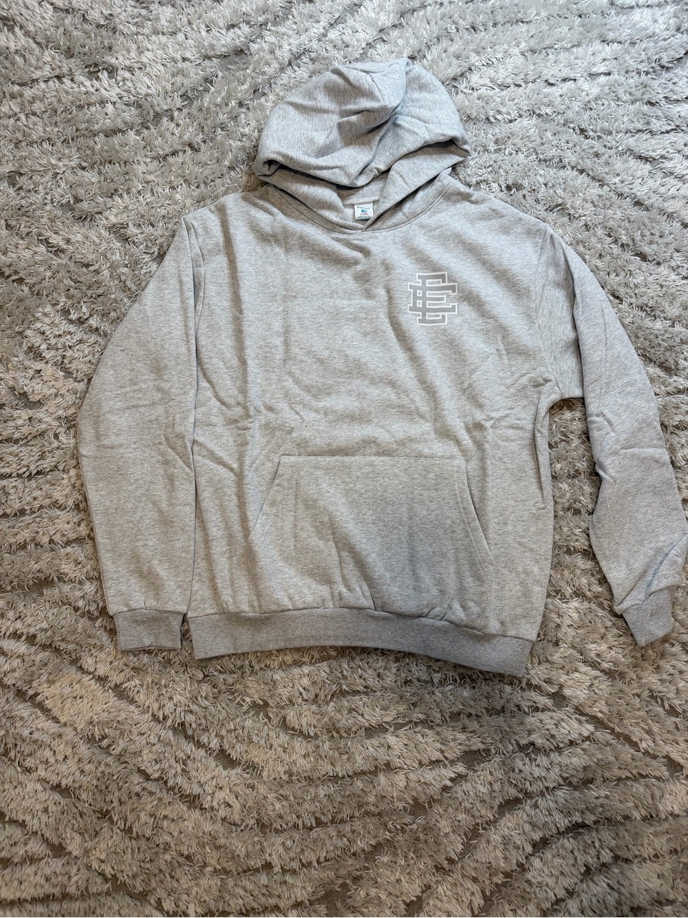 Men's Light Gray Zip-Up Style Hoodie with Chest Logo